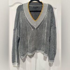 Shein Cozy Relaxed Fit Slouchy Stripes Sweater Top Women Size Large